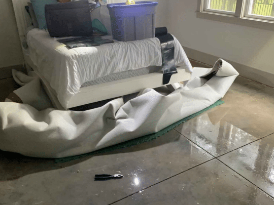 Flooded Room In A Raleigh Home Before Structural Drying
