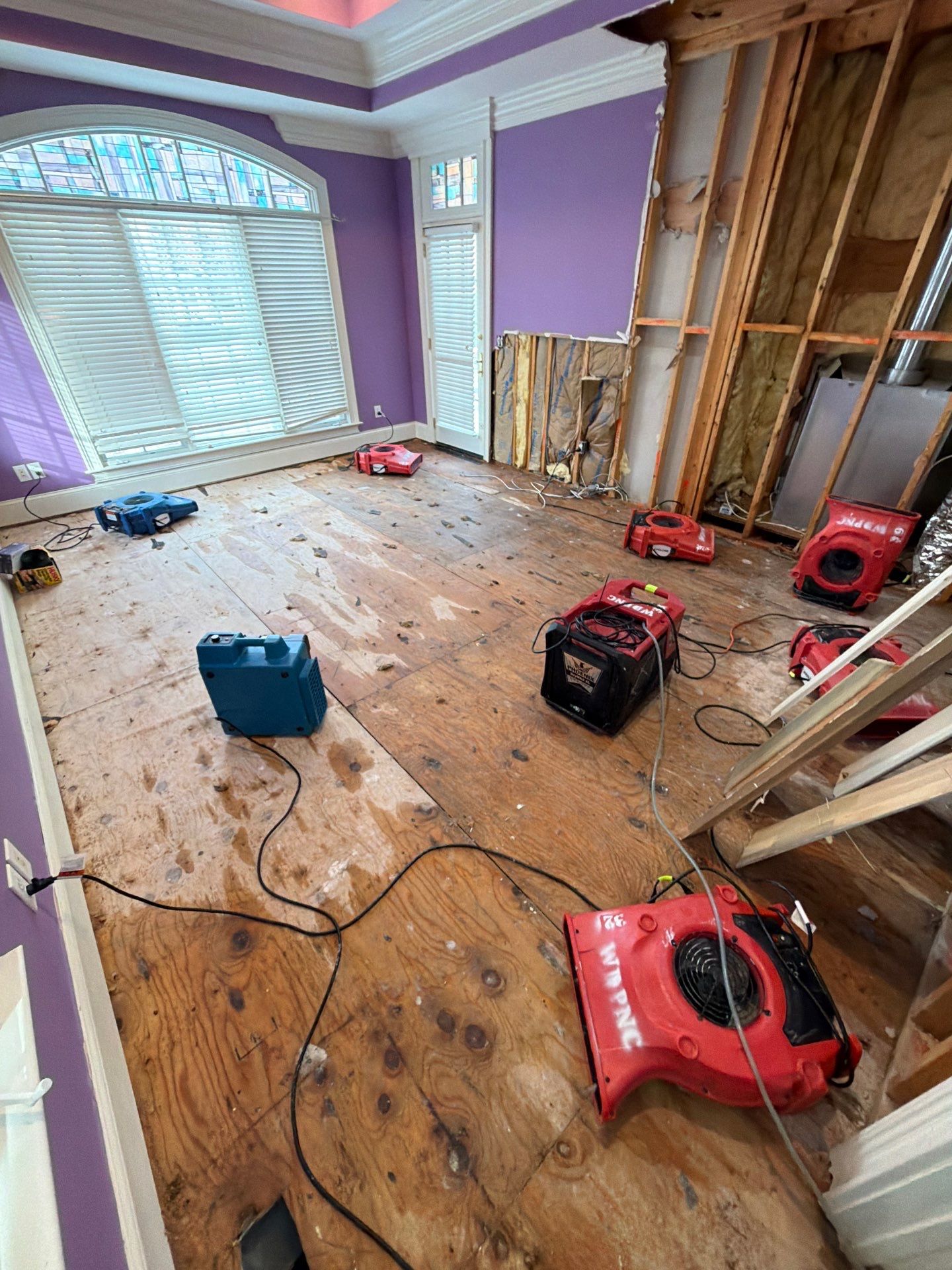 How Do You Prevent Mold After Water Damage In Summerfield? 5 Structural Drying After Water Damage In Summerfield, Nc, Air Movers And Dehumidifiers Drying Floors And Opened Wall Areas To Prevent Mold