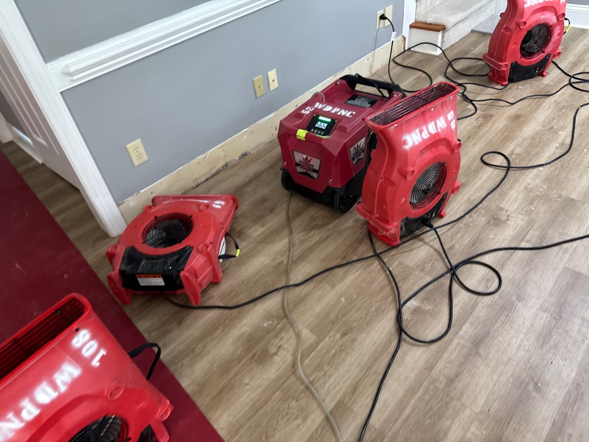 What Should You Do If Water Reached Electrical Outlets? 6 Water Damage Drying Equipment Set Up Near Electrical Outlets After Indoor Flooding